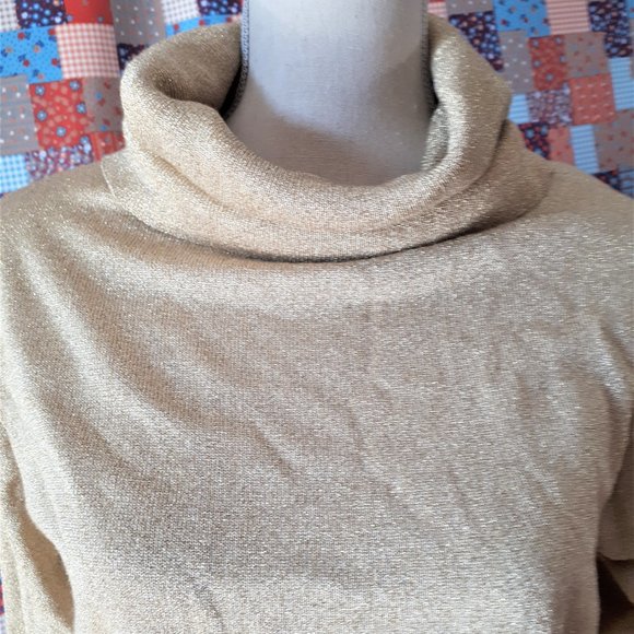 Vintage 1980s I. B. Diffusion Sparkly Gold Sweater Size Small - Picture 4 of 11